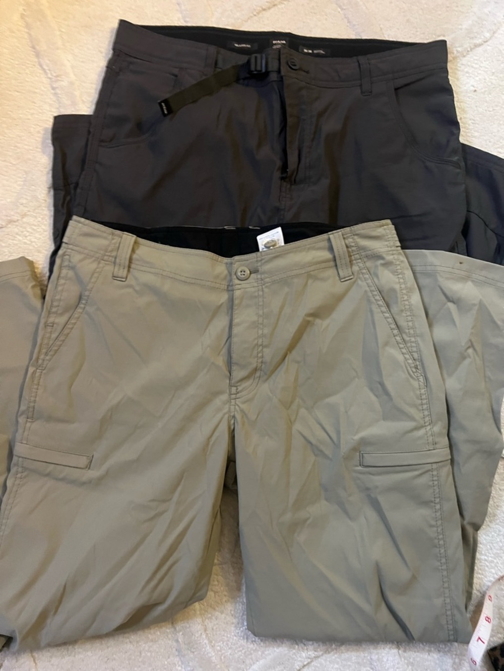 Prana Men's Cargo Pants in Khaki and Charcoal